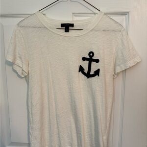 J. Crew White Tee with Anchor Design
